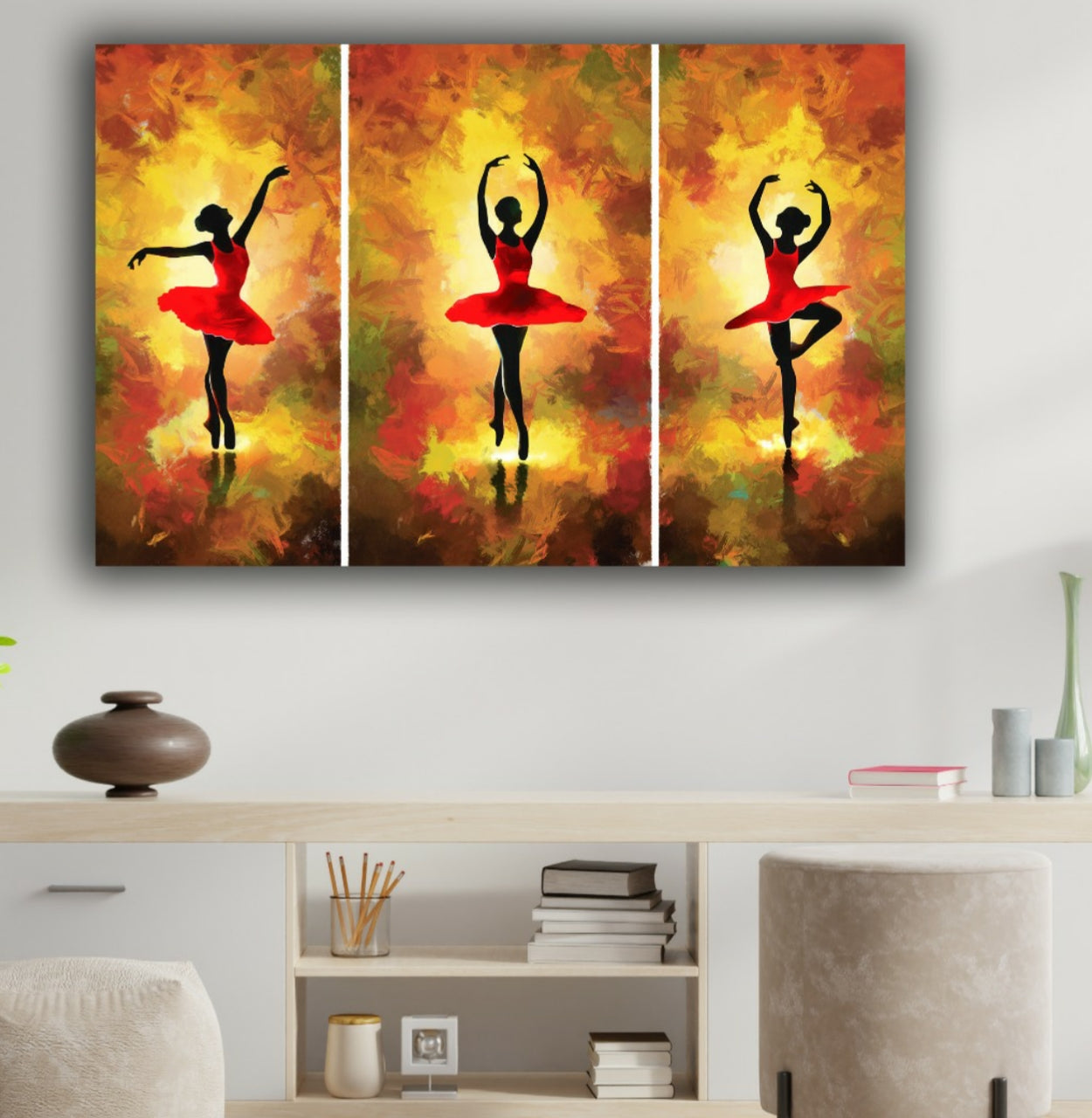 Handmade Canvas Painting A Dancing Girl Abstract Wall Art Frame for Wall Decoration