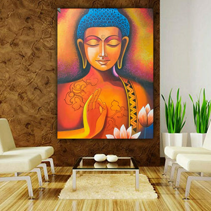 Blessing Lord Buddha Painting with Frame (24 by 36 Inches)