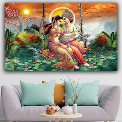 Beautiful Radha Krishna Wall Painting Frame for Living Room Wall Decors | Canvas Painting Frame | Wall Decors for Living Room