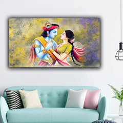 Radha Krishna Painting with Frame for Living Room Wall Decoration | Canvas Painting | Wall Decor for Living Room 
