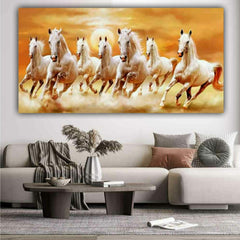 White Running Horses Vastu Painting Canvas