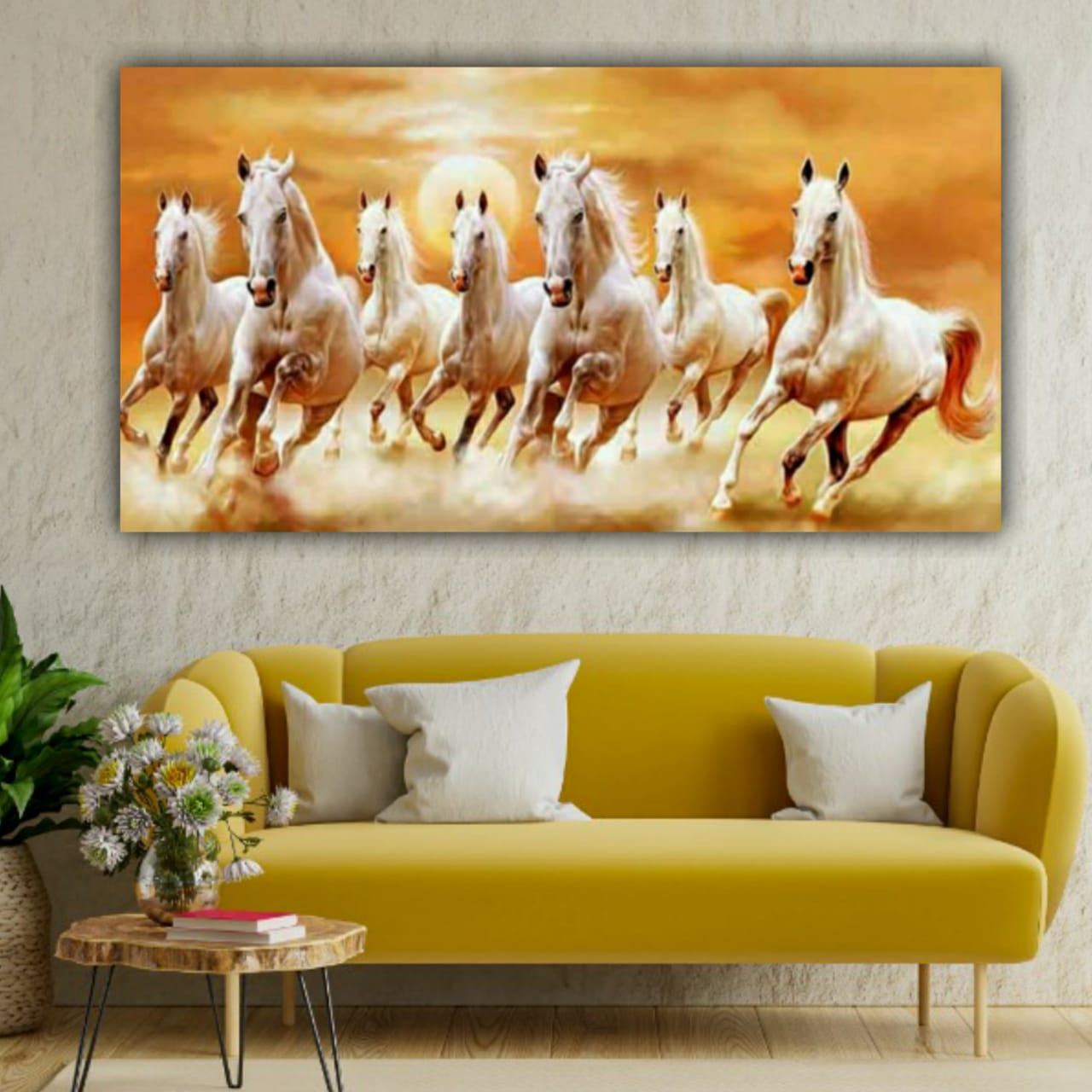 White Running Horses Vastu Painting Canvas