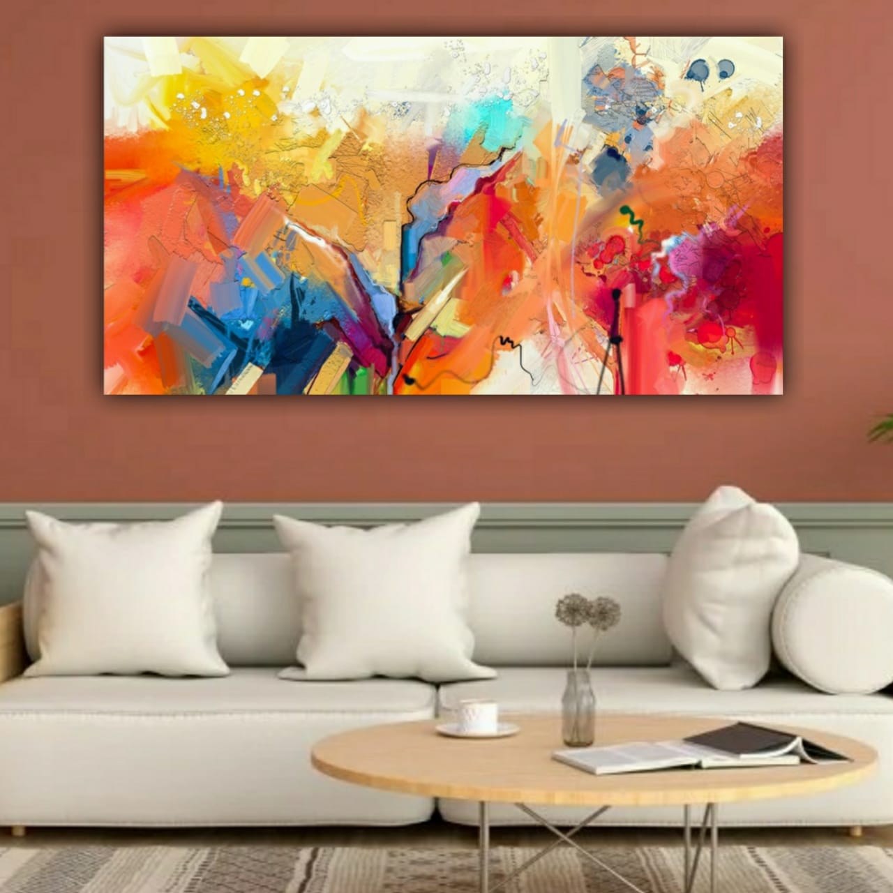 Abstract Canvas Painting Frame for Living Room Wall Decors A Colourful Pattern