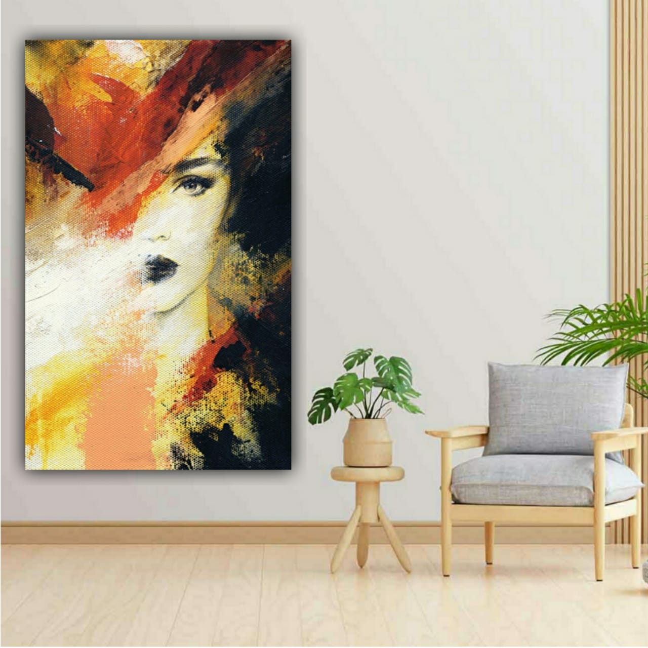 Abstract Canvas Painting Frame for Living Room Wall Decoration A Beautiful Women