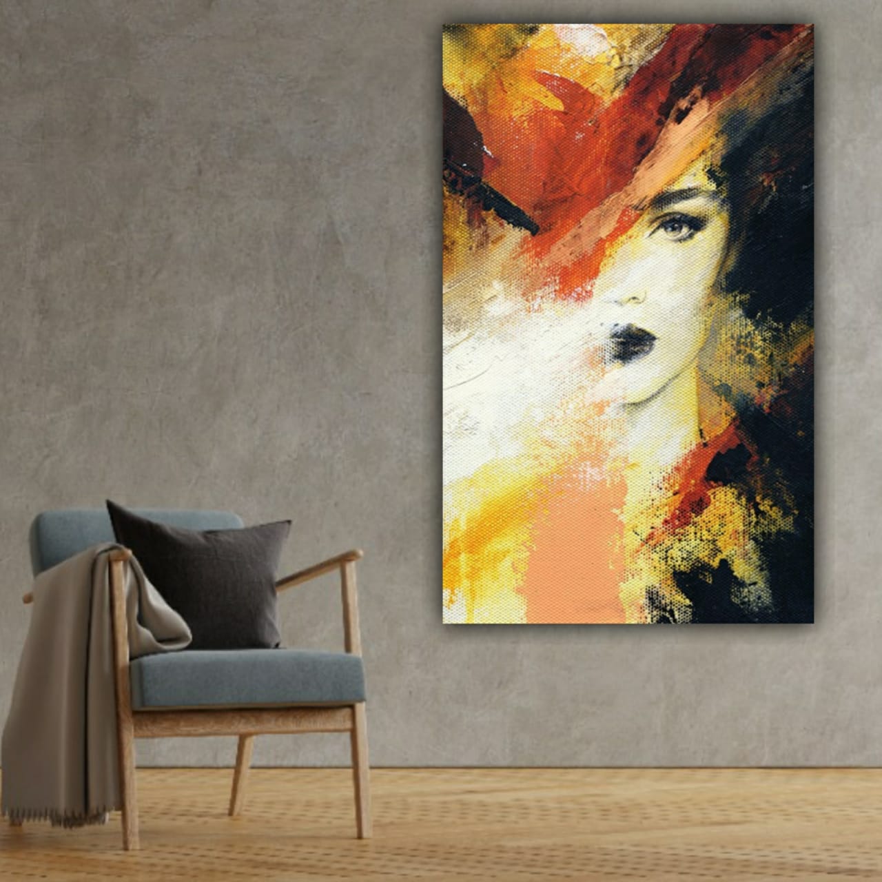 Abstract Canvas Painting Frame for Living Room Wall Decoration A Beautiful Women