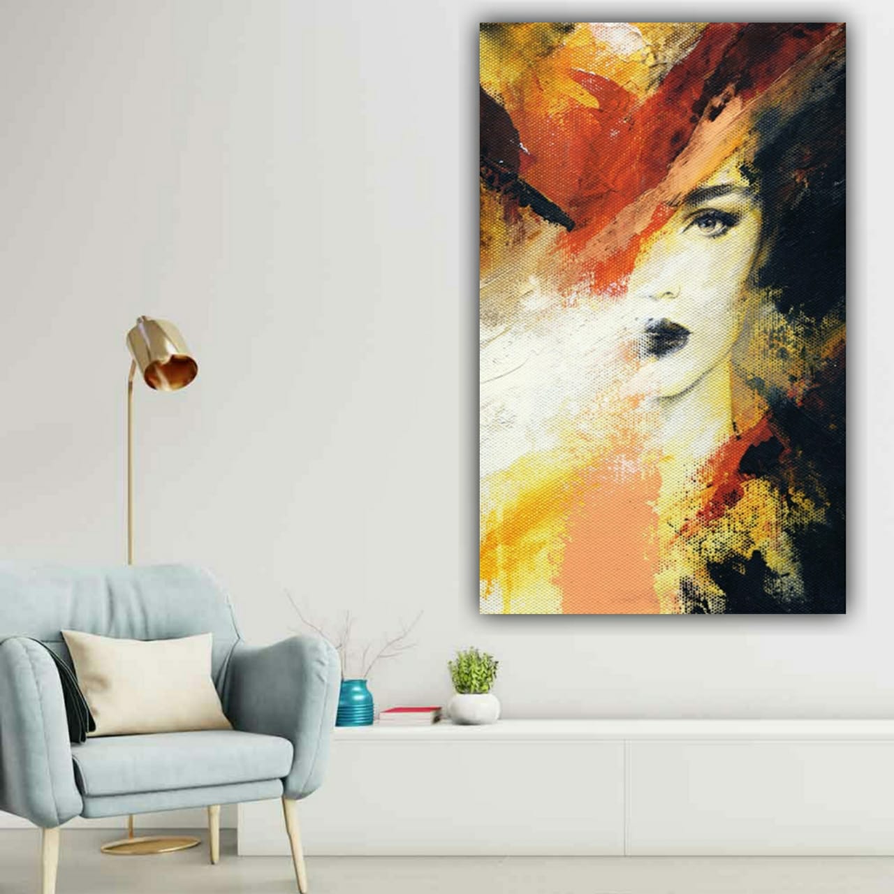 Abstract Canvas Painting Frame for Living Room Wall Decoration A Beautiful Women