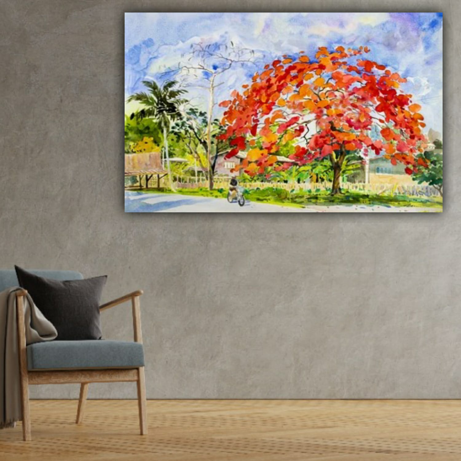 Canvas Painting Flower Tree with Frame for Living Room Wall Decors
