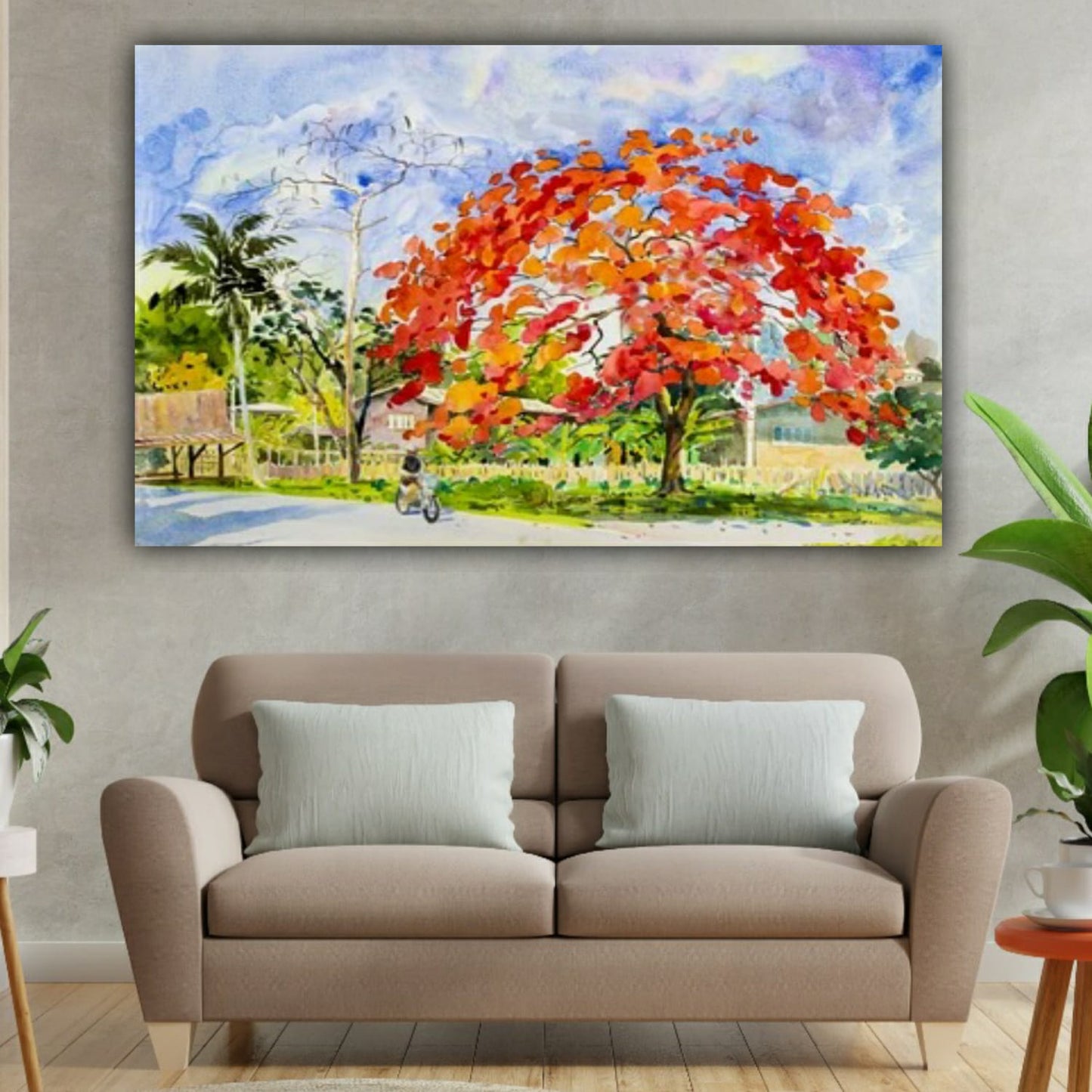 Canvas Painting Flower Tree with Frame for Living Room Wall Decors