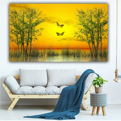 Canvas Painting Beautiful River Front Landscape with Frame for Living Room Wall Decors