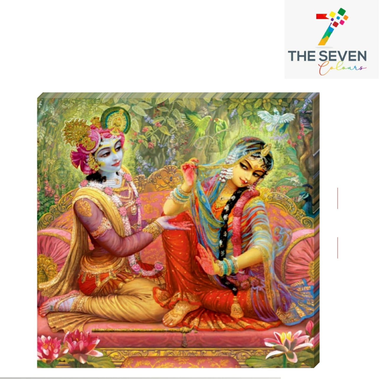 The Seven Colours Radha Krishna Painting With Frame For Wall Decor