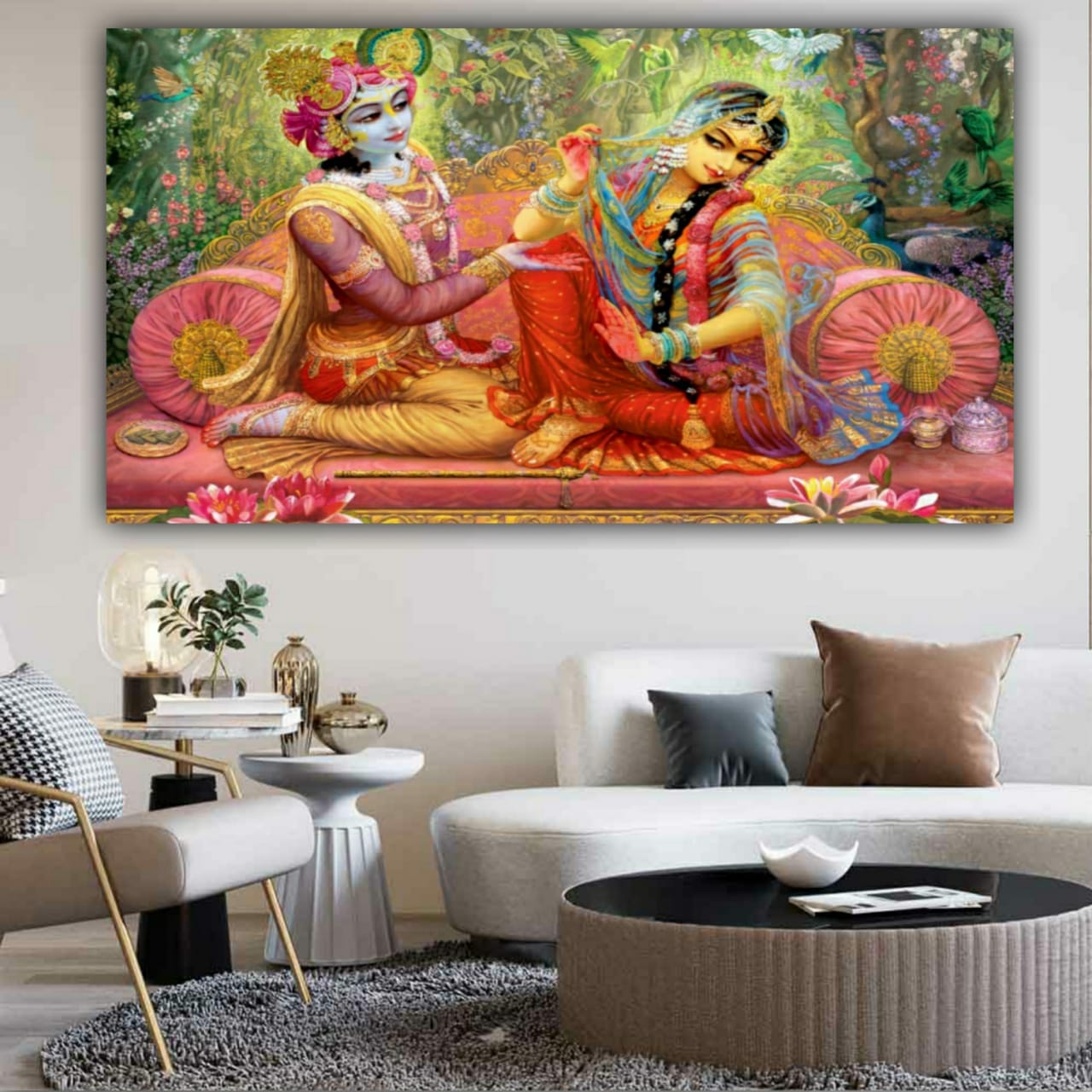 Radha krishna wall painting frame for living room wall decor