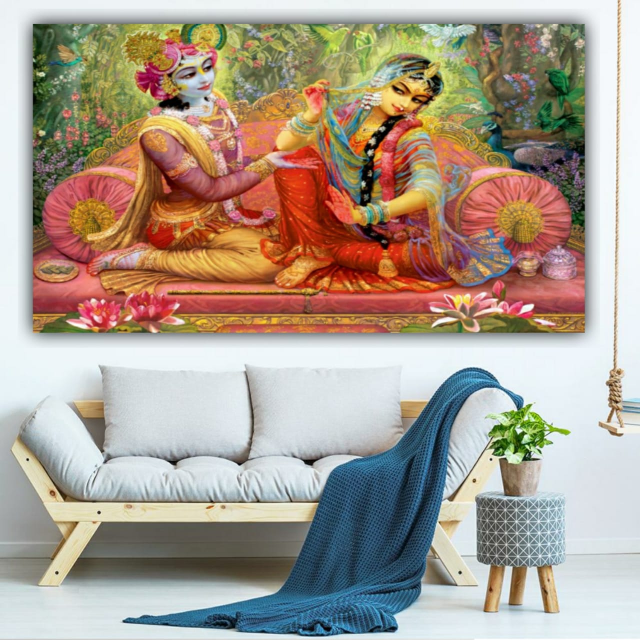 Radha krishna wall painting frame for living room wall decor