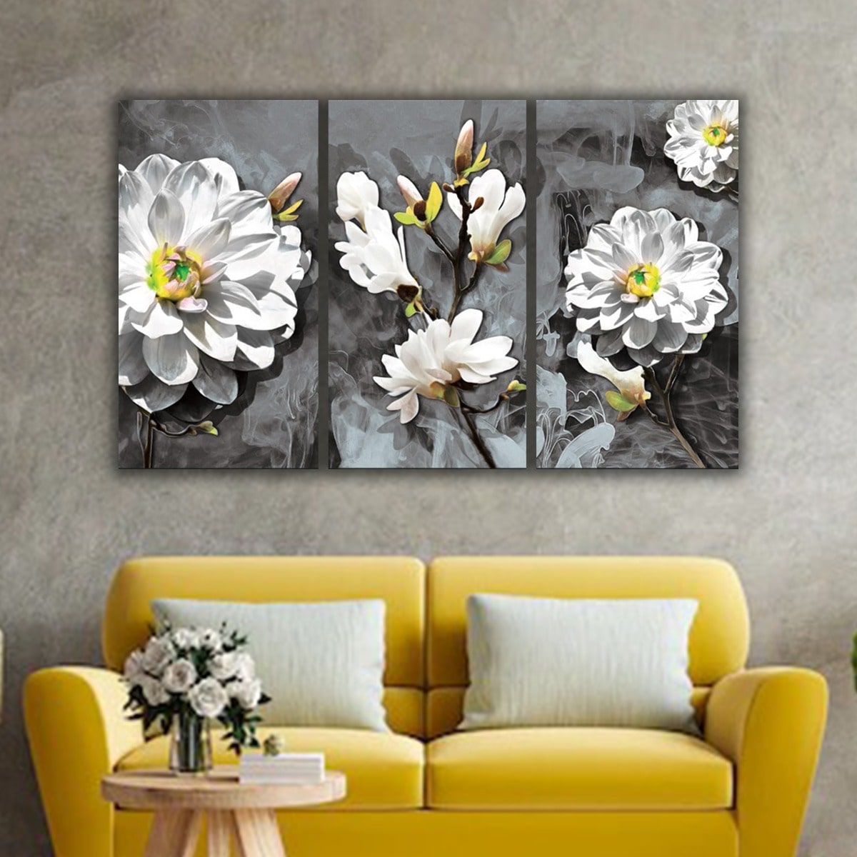 Canvas Painting Floral Art with Frame for Living Room Multipleframes