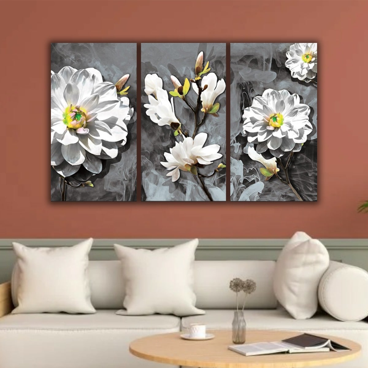 Canvas Painting Floral Art with Frame for Living Room Multipleframes