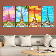 Canvas Painting Frame for Living Room Wall Decoration | Eiffel Tower in all Season