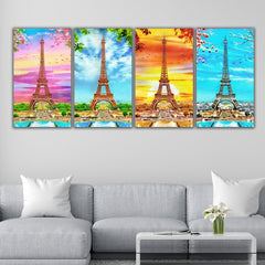 Canvas Painting Frame for Living Room Wall Decoration | Eiffel Tower in all Season