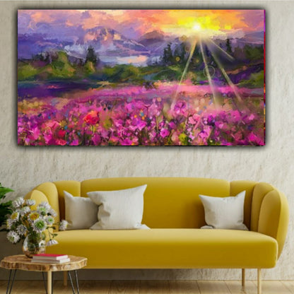 Canvas Painting Couples Walking Landscape Wall Painting Frame