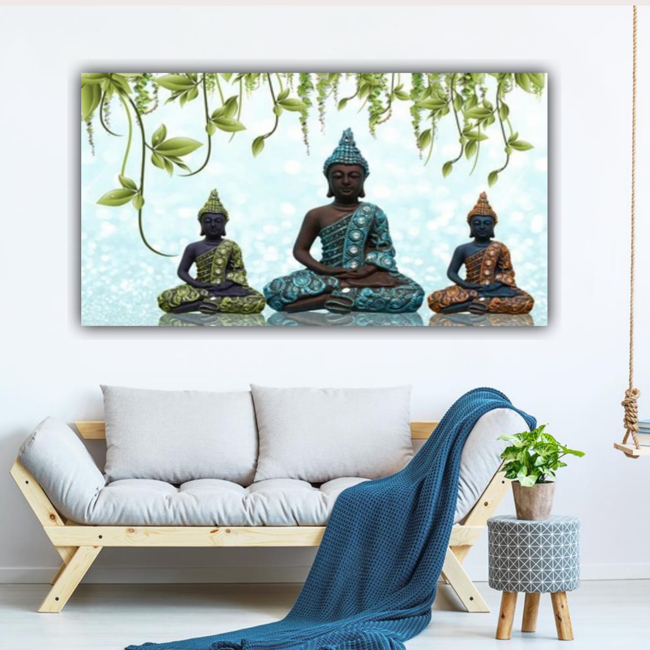 Auspicious Lord Buddha Painting Canvas Wall Frame