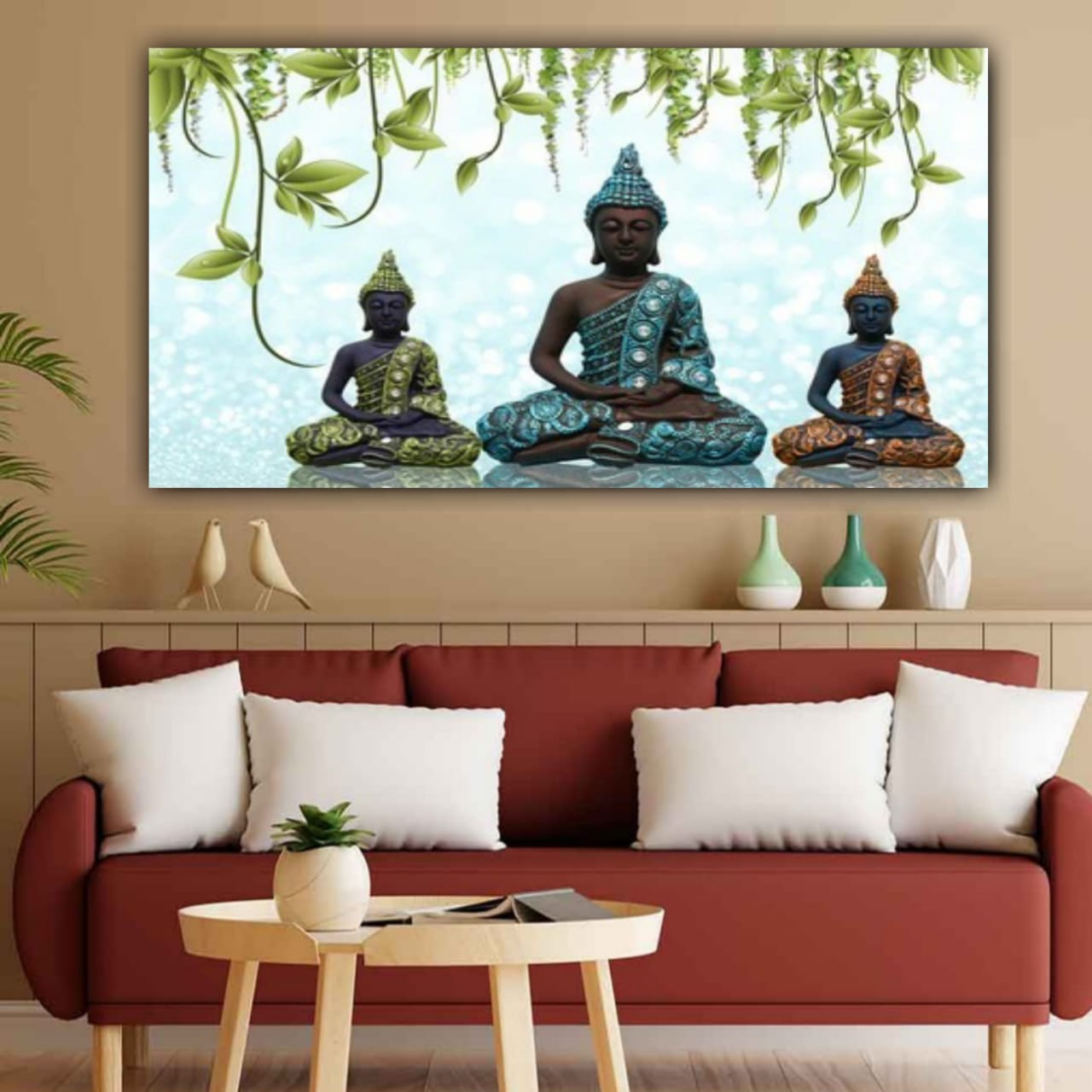 Auspicious Lord Buddha Painting Canvas Wall Frame