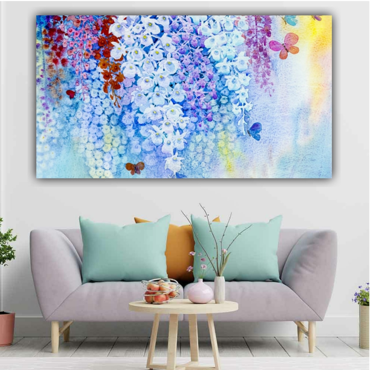 Canvas Painting Orchid Flowers with Frame for Living Room Wall Decors 