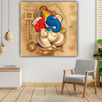 Lord Ganesha Painting Canvas Wall Frame for Wall Decor