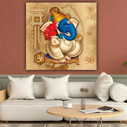 Lord Ganesha Painting Canvas Wall Frame for Wall Decor