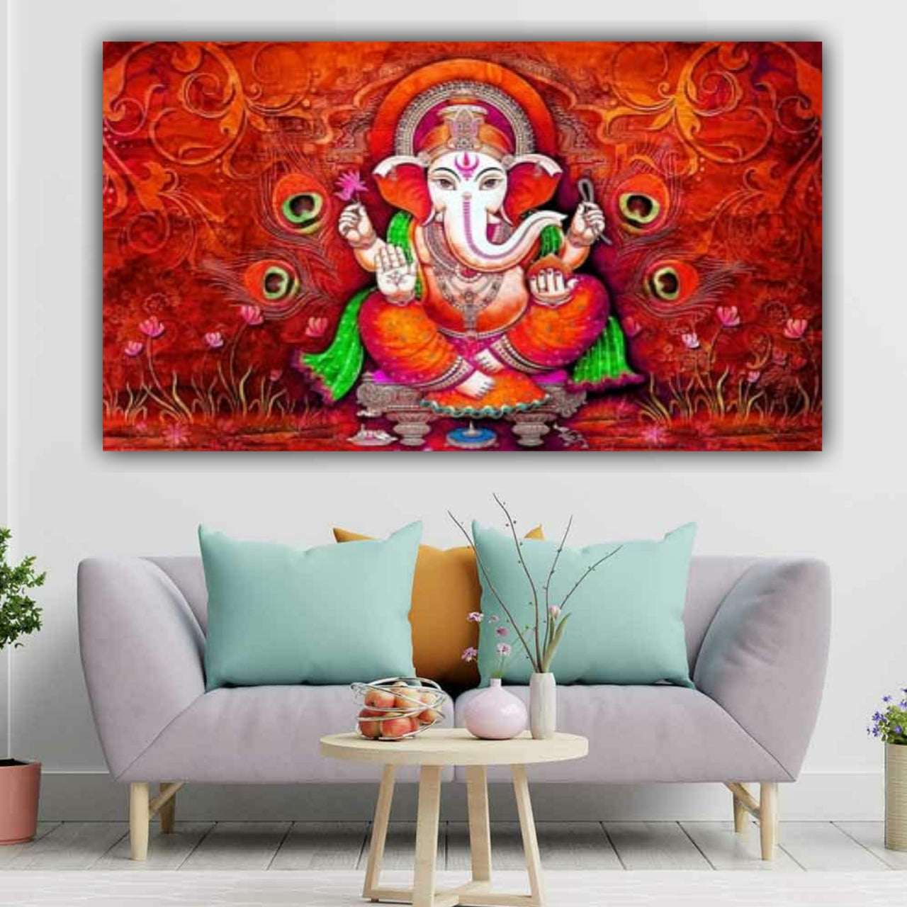 Lord Ganesha Painting Frame for Temple Decoration | Ganesh Ji Wall Decor