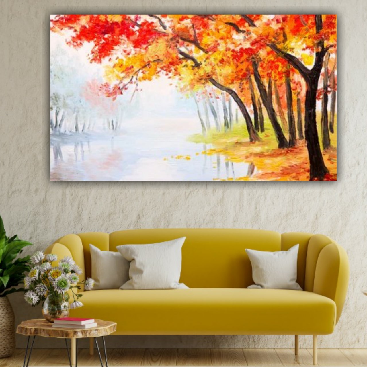 Canvas Painting Colourful Trees Landscape Wall Painting 