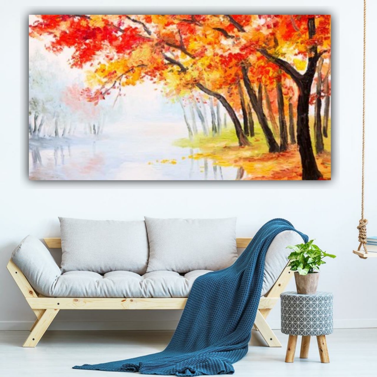 Canvas Painting Colourful Trees Landscape Wall Painting 