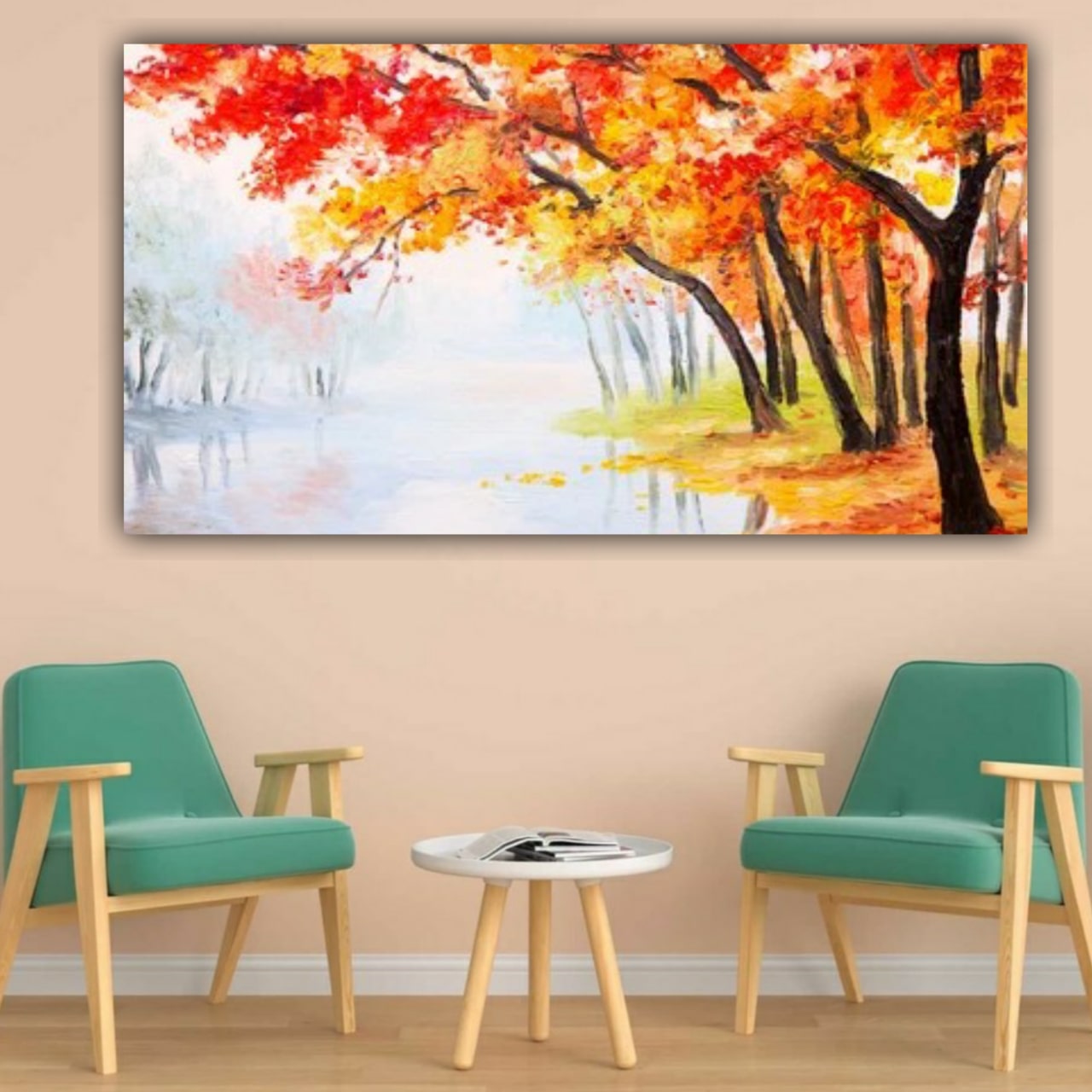 Canvas Painting Colourful Trees Landscape Wall Painting 