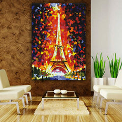 Handmade Canvas Painting Abstract Eiffel Tower Wall Art Painting Frame for Living Room 