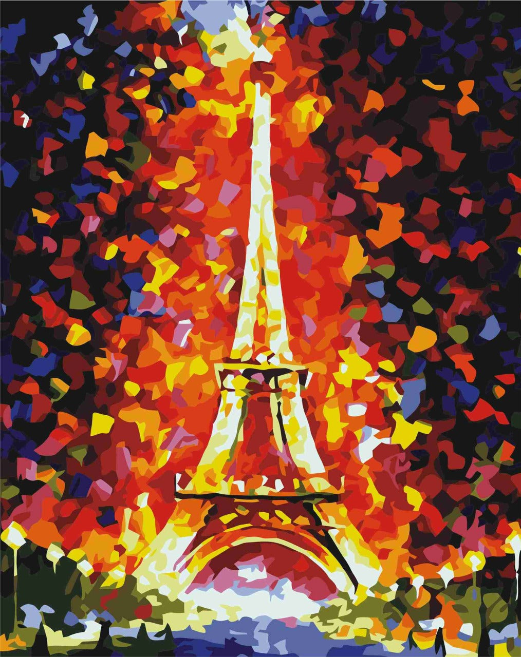 Handmade Canvas Painting Abstract Eiffel Tower Wall Art Painting Frame for Living Room 