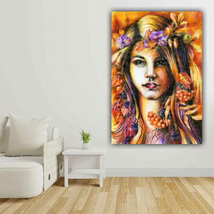 Abstract Canvas Painting with Frame for Living Room Wall Decor A Beautiful Girl 