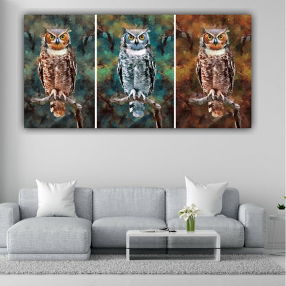 Beautiful Canvas Painting Owls Wall Painting Frame for Living Room