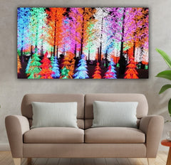 Canvas Painting Beautiful Colourful Trees Forest Landscape Wall Painting Frame