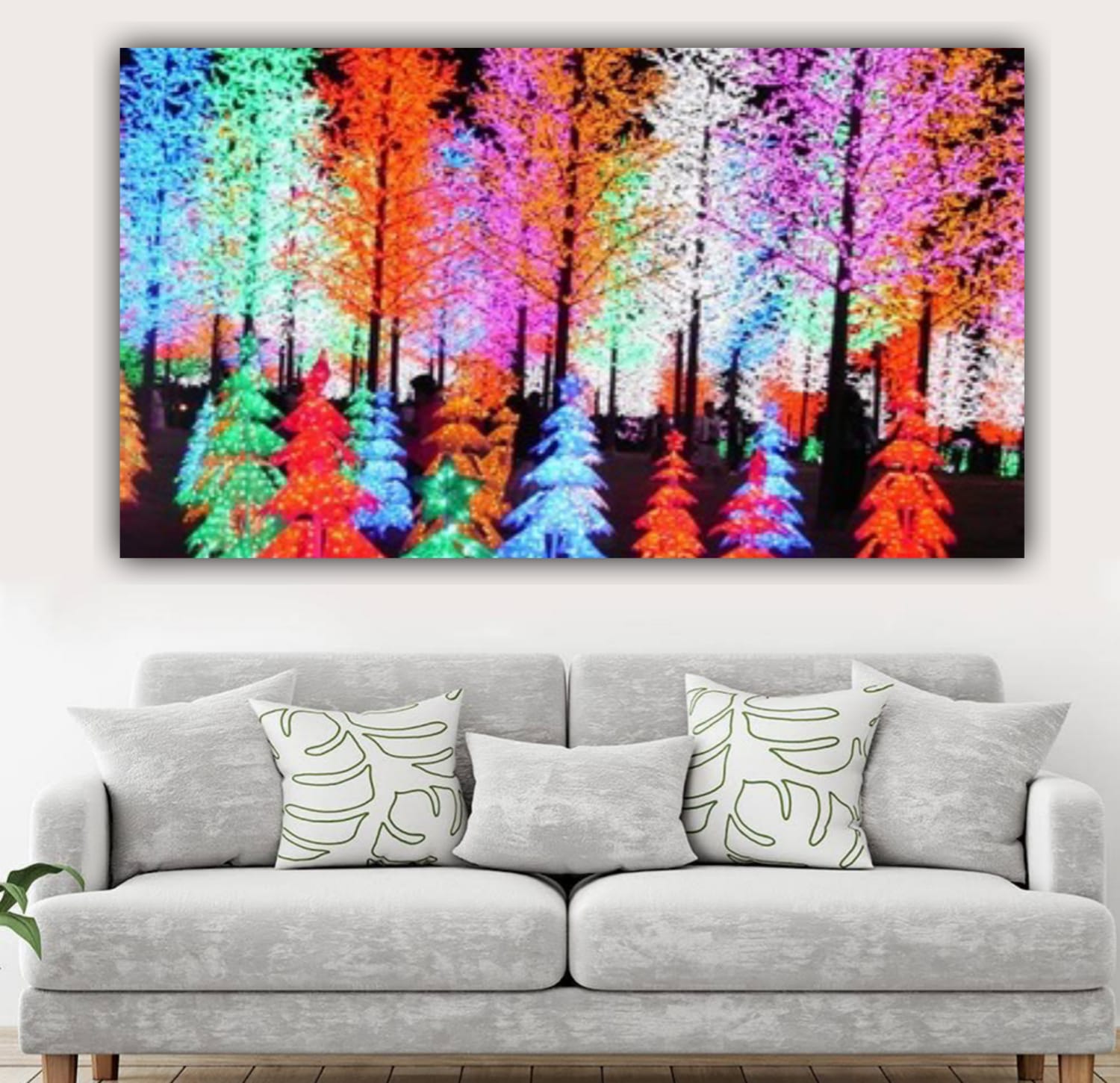 Canvas Painting Beautiful Colourful Trees Forest Landscape Wall Painting Frame