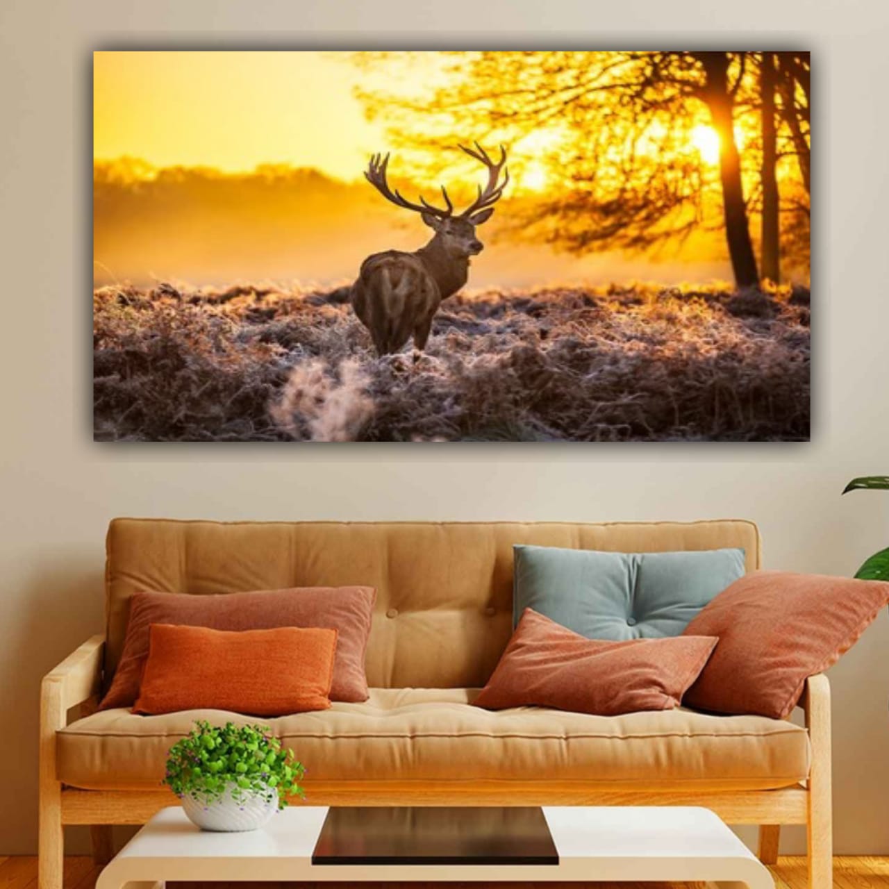 Beautiful Canvas Painting with Frame for Wall Decoration A Curious Deer