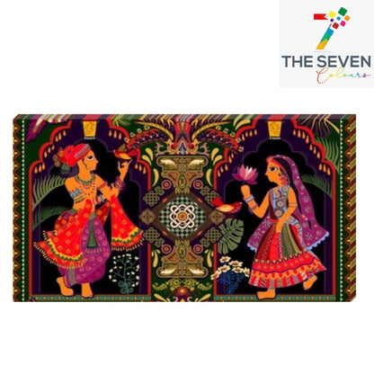 Canvas Madhubani Painting A king and A queen Wall Frame 