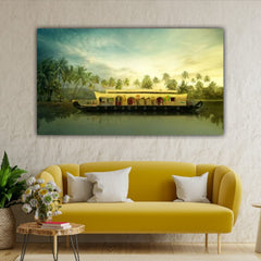 Beautiful Canvas Painting with Frame for Wall Decoration A Boat