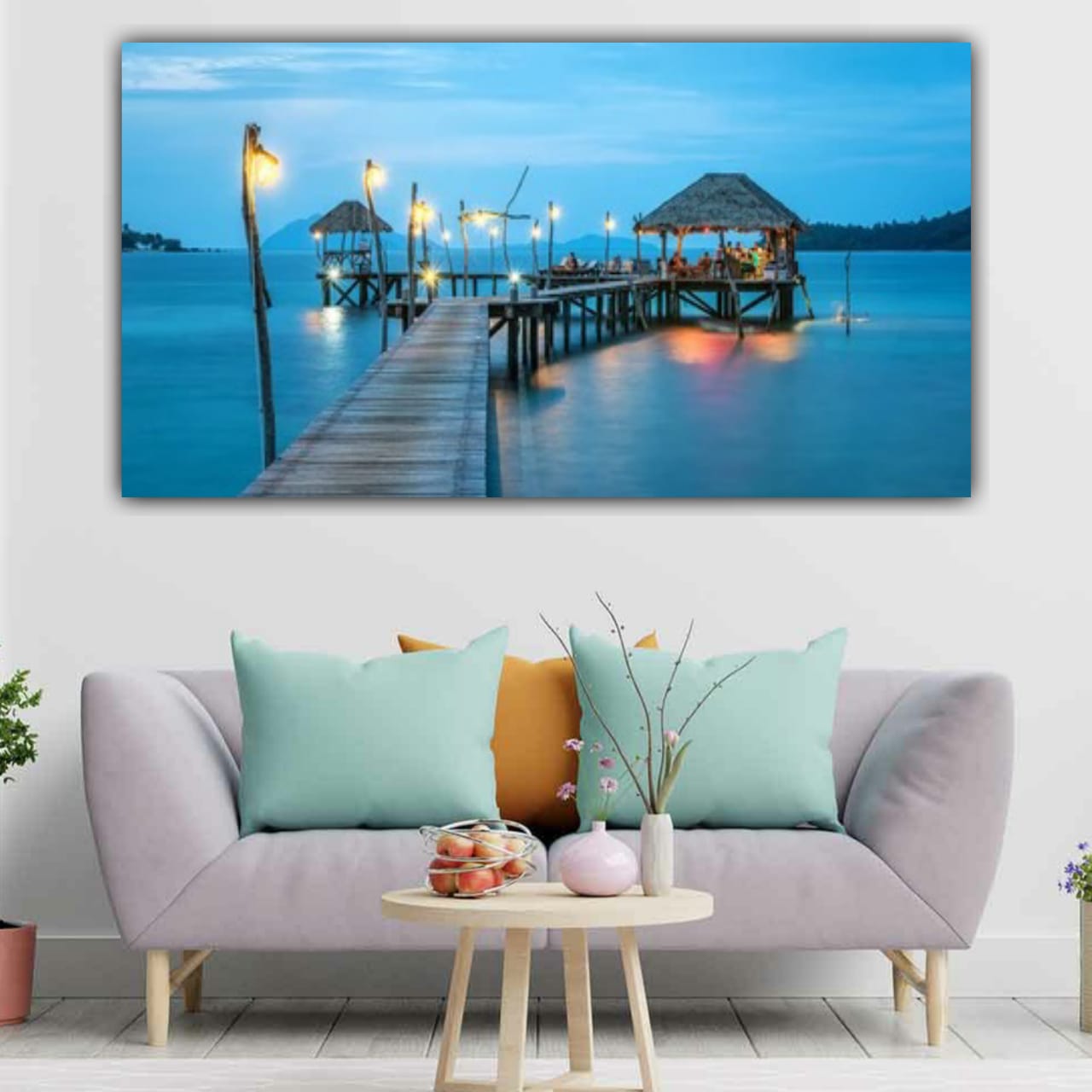 Canvas Painting with Frame for Wall Decoration RiverFront 