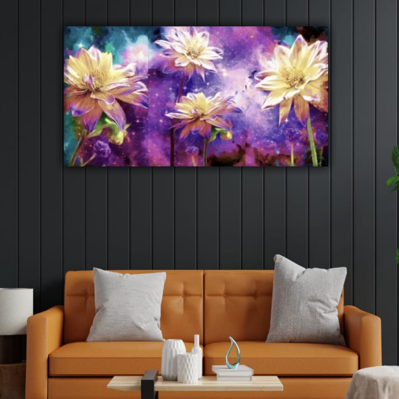 Canvas Painting Flower Art with Frame for Living Room Wall Decors