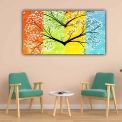 Canvas Painting Frame for Living Room Wall Decoration | A Tree in all Season