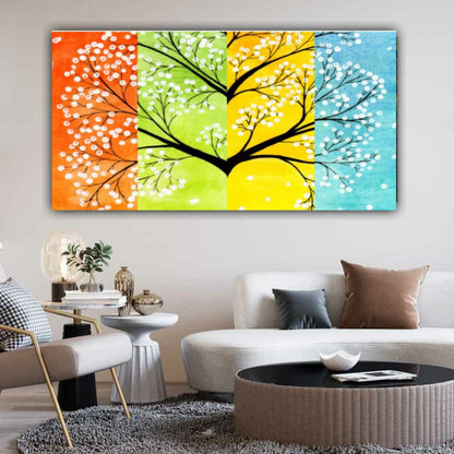 Canvas Painting Frame for Living Room Wall Decoration | A Tree in all Season