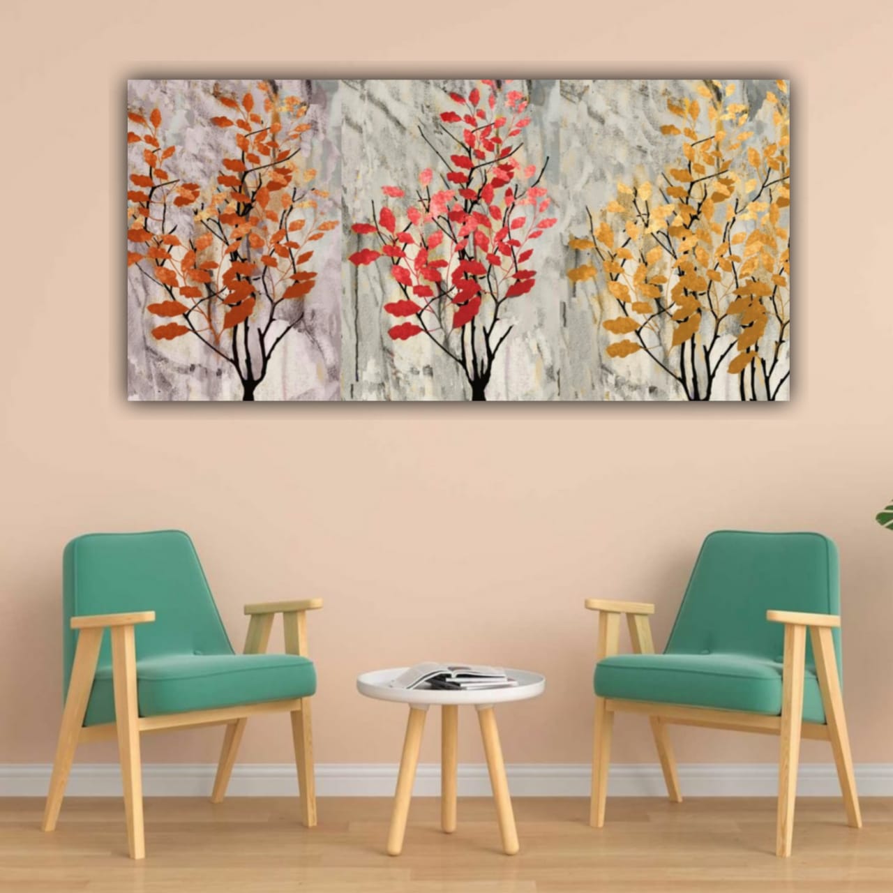 Canvas Flower Painting Art with Frame for Living Room Wall Decor