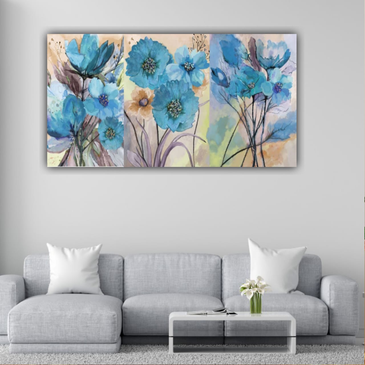 Painting Flower Art with Frame for Living Room Wall Decoration