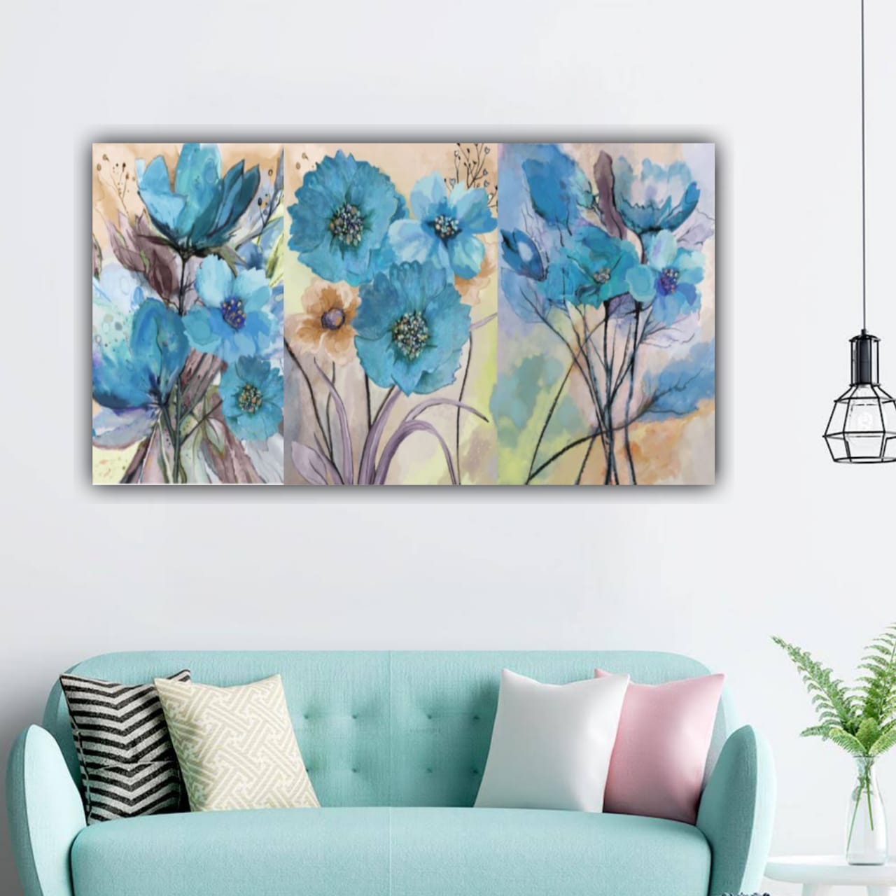 Painting Flower Art with Frame for Living Room Wall Decoration