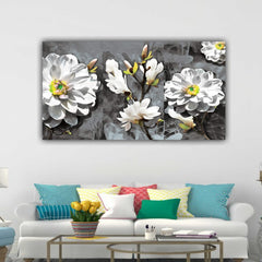 Beautiful Canvas Flower Painting with Frame for Living Room Wall Decoration