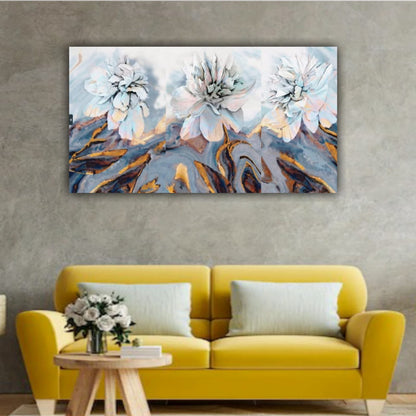 Canvas Painting Flower Art with Frame for Living Room Wall Decoration