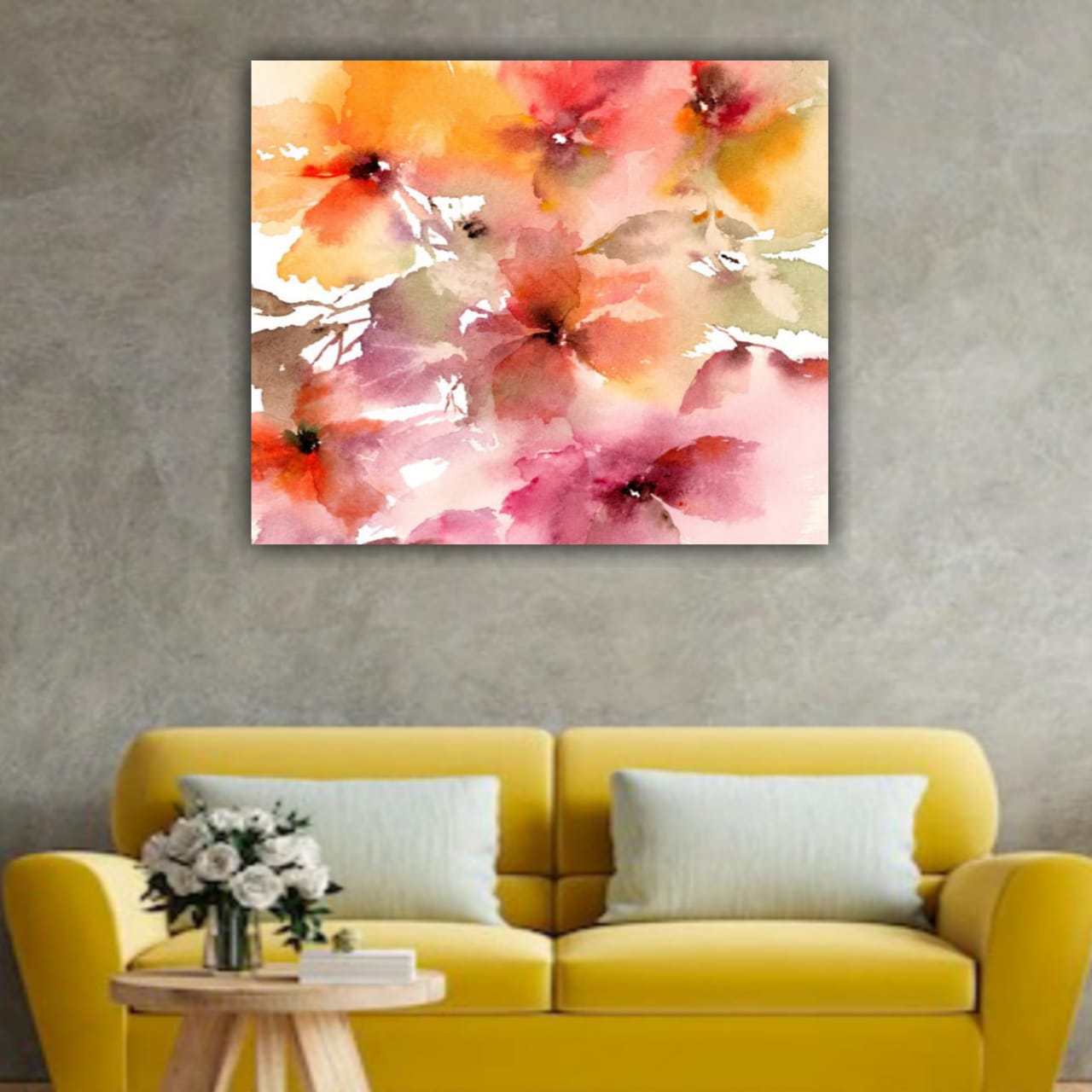 Abstract Canvas Painting Flower Modern Wall Art Frame