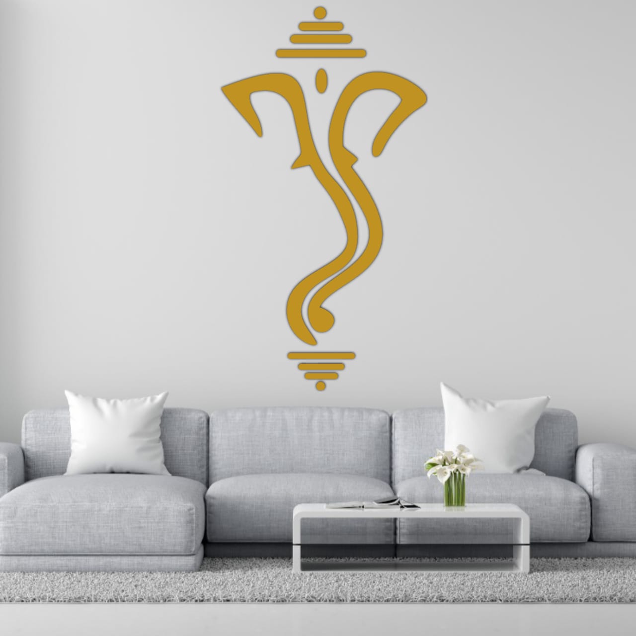 3D Lord Ganesha Wall Art for Living Room (24 by 18 Inches)